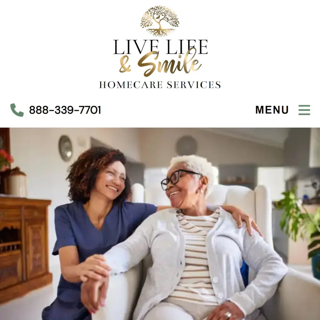 Live Life And Smile Homecare Services website mobile version.